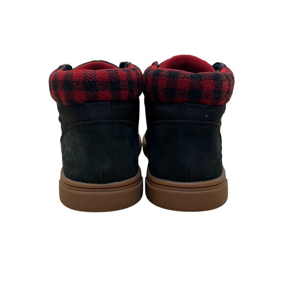 Timberland Men’s Black/Red Nubuck With Plaid Collar High-Top Sneakers Size 9 - Picture 9 of 10